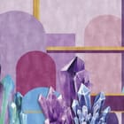 Miniatura fototapety Kolorowe kryształy i złote linie