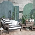 Miniatura fototapety Kaktusy na geometrycznym tle we wnętrzu przedpokoju