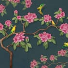 Miniatura fototapety Gałąź magnolii z różowymi kwiatami