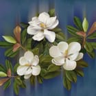 Miniatura fototapety Białe Magnolie na Niebieskim Tle