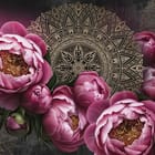 Miniatura fototapety Różowe piwonie i złote mandale