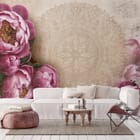 Miniatura fototapety Bukiet Różowych Piwonii z Mandalą we wnętrzu salonu