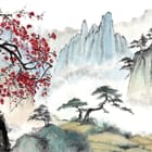 Miniatura fototapety Drzewo z czerwonymi kwiatami