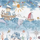 Miniatura fototapety Niedźwiedź marynarz na łodzi