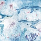 Miniatura fototapety Wieloryby i meduzy w oceanie