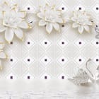 Miniatura fototapety Białe kwiaty z geometrycznym wzorem