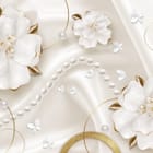 Miniatura fototapety Białe kwiaty na jedwabnym tle