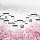 Miniatura fototapety Kwiaty Wiśni i Tradycyjne Budynki