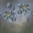 Miniatura fototapety Niebieskie kwiaty lotosu na łodygach