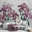 Miniatura fototapety Egzotyczne irysy na szarym tle we wnętrzu salonu
