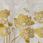 Miniatura fototapety Złote Lotosy na Szarym Tle