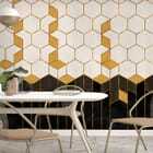 Miniatura fototapety Geometryczny wzór z heksagonami we wnętrzu kuchni