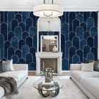 Miniatura fototapety Geometryczny wzór z łukami we wnętrzu salonu