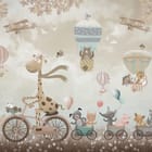 Miniatura fototapety Zwierzęta na rowerze z balonami