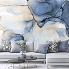 Miniatura fototapety Abstrakcyjne Niebieskie Formy we wnętrzu salonu