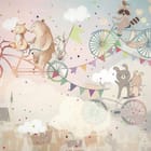 Miniatura fototapety Zwierzęta na rowerach w chmurach