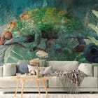 Miniatura fototapety Kameleon wśród zieleni liści we wnętrzu salonu