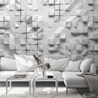 Miniatura fototapety Trójwymiarowe formy geometryczne we wnętrzu salonu