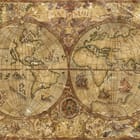 Miniatura fototapety Stara mapa świata z globusami