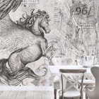 Miniatura fototapety Skrzydlaty koń w antycznym stylu we wnętrzu kuchni