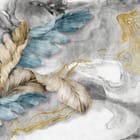 Miniatura fototapety Kolorowe pióra na marmurowym tle