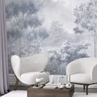 Miniatura fototapety Drzewa w zamglonym lesie we wnętrzu przedpokoju