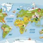 Miniatura fototapety Mapa świata dla dzieci z kontynentami