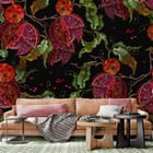 Miniatura fototapety Granaty i kwiaty na gałęziach we wnętrzu salonu