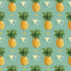 Miniatura fototapety Ananasy i Trójkąty na Zielonym Tle