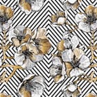 Miniatura fototapety Kwiaty 3D na geometrycznym tle