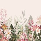 Miniatura fototapety Kwiaty i Liście na Jasnym Tle