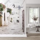 Miniatura fototapety Uliczka z białymi budynkami we wnętrzu przedpokoju