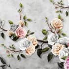 Miniatura fototapety Gałązki z różami i liśćmi