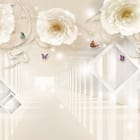 Miniatura fototapety 3D tunel z białymi kwiatami