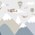 Miniatura fototapety Balony i samoloty nad górami