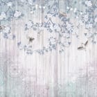 Miniatura fototapety Gałęzie i Ptaki na Drewnianym Tle