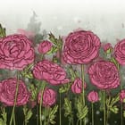 Miniatura fototapety Różowe kwiaty na szarym tle