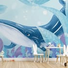 Miniatura fototapety Wieloryb wśród podwodnych roślin we wnętrzu pokoju dziecka