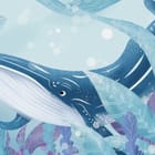 Miniatura fototapety Wieloryb wśród podwodnych roślin