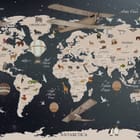 Miniatura fototapety Mapa świata z balonami i samolotem