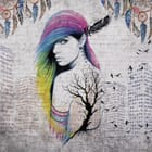 Miniatura fototapety Kobieta z kolorowymi włosami