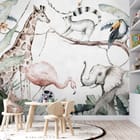 Miniatura fototapety Zwierzęta w tropikalnym otoczeniu we wnętrzu pokoju dziecka