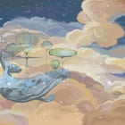 Miniatura fototapety Wieloryb z Balonami w Chmurach