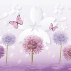 Miniatura fototapety Fioletowe kwiaty z zielonymi łodygami