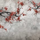 Miniatura fototapety Sakura z czerwonymi kwiatami