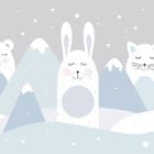 Miniatura fototapety Zimowy krajobraz ze zwierzętami