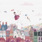 Miniatura fototapety Latająca postać z parasolką