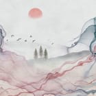 Miniatura fototapety Abstrakcyjne Góry z Kolorowymi Liniami