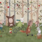 Miniatura fototapety Zwierzęta na rowerach w lesie