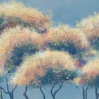 Miniatura fototapety Kolorowe Drzewa na Niebieskim Tle